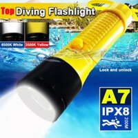 Đèn pin lặn biển A7 LED IPX8 Chống nước dưới nước 100m Đèn lặn tích hợp pin 6000mAh Đèn lặn có thể sạc lại