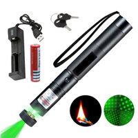 Đèn pin laser 303 Cao Cấp, làm bút trình chiếu giảng dạy hiệu quả, nguyên bộ gồm Khóa, Pin Sạc vs Sạc.