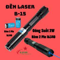 Đèn Pin Laser B15 Công Suất 2W Tia Xanh Biển Blu-Ray Chiếu Xa Trên 2000m Kèm 2 Pin 16340