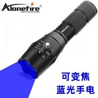 Đèn pin LED ánh sáng xanh, sạc lại, sử dụng trong nhà và ngoài trời, siêu sáng, tầm xa, câu cá đêm, ánh sáng mạnh 18650