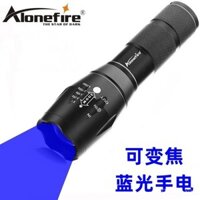 Đèn pin LED ánh sáng xanh, sạc lại, sử dụng trong nhà và ngoài trời, siêu sáng, tầm xa, câu cá đêm, ánh sáng mạnh 18650
