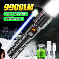 Đèn pin LED công suất cao Đèn pin có thể sạc lại USB với đèn phóng to bằng kính thiên văn Đèn pin câu cá ngoài trời