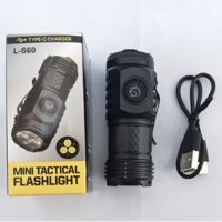 Đèn pin LED mini nhựa đa năng tiện lợi nhỏ đa chức năng sạc lại có kẹp bút ba mắt độ sáng cao