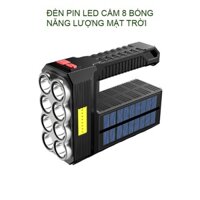 Đèn Pin LED năng lượng mặt trời, loại cầm tay 8 pha LED siêu sáng, kèm pin sạc gắn bên trong