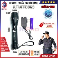 Đèn pin LED siêu sáng mini pin sạc UltraFire 8028 H2Pro LED CREE Q5 -cao cấp-chiếu xa 500m, đèn pin siêu sáng cầm tay chống thấm nước-3 chế độ sáng-LED trắng (tặng củ sạc và pin sạc 18650 80k)