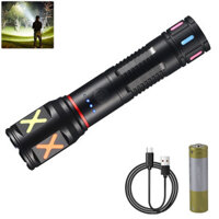 Đèn pin mạnh thanh màu huỳnh quang zoom kính thiên văn hợp kim nhôm tầm xa đèn pin laser trắng