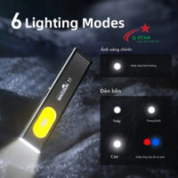 Đèn Pin Mini EDC Flashlight Warsun T7 Chất Liệu Nhôm Có Khuy Cài Nam Châm Tích Hợp Pin Lipo