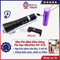 Đèn Pin Mini Siêu Sáng Cầm Tay Cree Hy-575 Pin Sạc, Chống Nước, 3 Chế Độ Sáng, Móc Cài Áo, Vỏ Nhôm - H2pro Tech