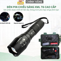 Đèn pin mini siêu sáng mini cầm tay, đèn led XML T6 full box hộp kèm pin và sạc vỏ kim loại chắc chắn, chống nước