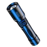 Đèn pin ngoài trời bằng hợp kim nhôm cho cắm trại và đi bộ đường dài, đèn laser trắng công suất cao, hiển thị công suất, đèn đi xe