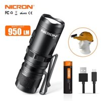 Đèn Pin NICRON B11 950lumen Mini Bỏ Túi 6 Chế Độ Không Thấm Nước Sạc USB Cho EDC B11