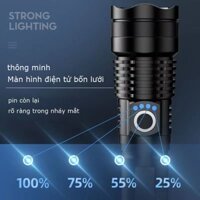 Đèn pin sạc USB đa chức năng hợp kim nhôm ngoài trời siêu sáng Đèn pin zoom tầm xa đa chức năng 5 chế độ chiếu sáng