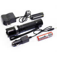 Đèn pin sạc vỏ bằng thép bóng LED siêu sáng Trung Quốc