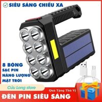 Đèn Pin Siêu Sáng 8 Led pin sạc tích điện chiếu xa chống nước đèn bin cầm tay đèn dự phòng mất điện sạc năng lượng mặt trời
