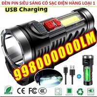 Đèn pin siêu sáng cầm tay có sạc USB Led breo 998000LM Loại Lớn Có Đèn 1 Bên hàng cao câp BH 6T