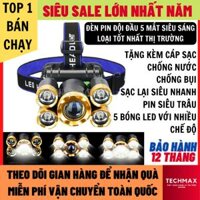 Đèn Pin Siêu Sáng Đội Đầu 5 Mắt Phiên Bản Mới Bóng To Hơn Sáng Hơn Tặng Kèm Cáp Sạc Bảo Hành 12 Tháng den pin sieu sang đèn pin đèn pin siêu sáng den pin