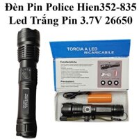 Đèn Pin Siêu Sáng H352 Japan 5 Chế Độ Zoom Xa Gần Police Bóng Led Sử Dụng Pin 3.7V 26650 (Hộp Xanh)