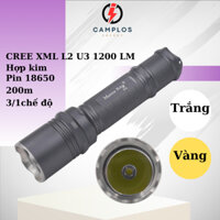Đèn pin siêu sáng Mantaray M6 đèn bin cầm tay chiếu xa xml2 ánh sáng mạnh công suất 10w 1200 lumen công tắc đuôi