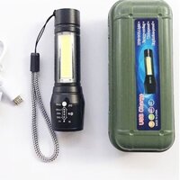Đèn pin siêu sáng mini có Zoom xa gần 3 chế độ sáng có móc treo tiện dụng tặng kèm hộp đựng - Hàng mới về
