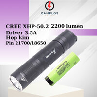 Đèn pin siêu sáng mini Mantaray S21 led Cree XHP50 đèn pin EDC đa năng có mạch nhớ chế độ sáng công tắc ở đuôi đèn
