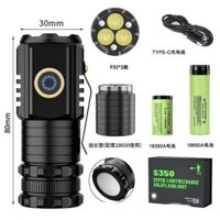 Đèn pin siêu sáng X-Balog 350s đèn pin mini cầm tay dã ngoại cao cấp vỏ nhôm có nam châm gắn sạc USB kháng nước