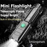 Đèn pin SMILING SHARK 622A cỡ nhỏ cầm tay sạc điện USB 3 chế độ ánh sáng thu phóng cho đi bộ/ dã ngoại/ cắm trại