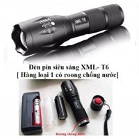 Đèn Pin T6 Nút Bấm Đỏ Có Ron Cao Su Chống Nước Hỗ Trợ Zoom X2000 Siêu Sáng Kèm Pin Và Sạc