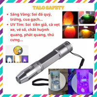 Đèn pin thân INOX 3 màu UV tia cực tím soi cua gạch, đá quý, trứng, tiền giả, cà vẹt giấy tờ xe, Chát huỳnh quang