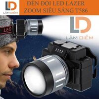 Đèn pin tích điện đội đầu zoom ánh sáng led Lazer siêu sáng 585 - 586