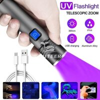 Đèn Pin UV 18650 Bulit Siêu Sáng 395nm Có Thể Sạc Lại Dùng Để Kiểm Tra Tiền Chống Hàng Giả - Hàng mới về
