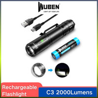 Đèn pin WUBEN C3 Đèn cứng 1200Lumens Type-C có thể sạc lại bằng pin Đèn LED Troch có thể bảo vệ để chiếu sáng ngoài trời