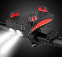 Đèn pin xe đạp 4 trong 1: kết hợp Giá kẹp điện thoại, Sạc điện thoại, Còi điện đa năng – DX15