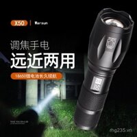 Đèn pin zoom Warsun X50 T6 độ sáng cao mini có thể sạc lại tầm xa đèn pha LED siêu sáng