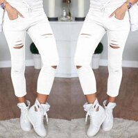 Đen Quần Jeans Rách Nữ B @ P S Skinny Denim Nữ Push Up Quần Jegging Quần Lưng Cao Co Giãn Ôm Bút Chì quần Plus Kích Thước