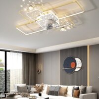 Đèn quạt ốp trần hình chữ nhật xoay 360 độ cho trần thấp từ 2.3m, Đèn quạt trần có điều khiển từ xa 3 chế độ sáng