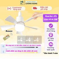 Đèn quạt trần phong cách mới E27 vít hộ gia đình im lặng quạt nhỏ, đèn chùm thông minh nhà hàng đèn phòng ngủ