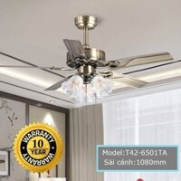 Đèn quạt trần trang trí 5 cánh T42-6501TA BH động cơ 05 Năm