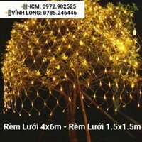 Đèn rèm led lưới 1.5m x 1.5m màu vàng, Đèn rèm led trang trí noel