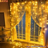 Đèn rèm mành 3x3m 12 dây , đèn led rèm mưa màu vàng ấm