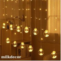 Đèn rèm thả sợi quả tròn 3,5 mét12 bóng to trang trí nhà cửa chạy điện 220v