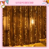 Đèn rèm trang trí đèn led rèm mưa màu vàng ấm cắm điện(chống nước, Led Trang Trí Phông Sinh Nhật)