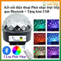 Đèn Sân Khấu 7 màu xoay 360 độ Cảm Ứng Theo Nhạc Có sẵn 2 Loa Bluetooth,USB,Remote điều khiển từ xa