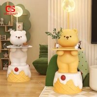 Đèn Sàn Nghệ Thuật Gấu Bánh Kem, Hoạt Hình Dễ Thương Kèm Kệ Đựng Đồ Cho Không Gian Sống Hiện Đại