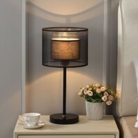 Đèn sàn sắt phong cách thời trung cổ VIMI có tấm che đèn vải, phòng ngủ Bắc Âu Đầu giường Phòng khách Đèn bàn Led, Đèn ba màu có thể điều chỉnh