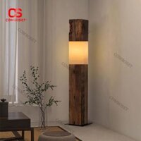 Đèn Sàn Wabi Sabi Khối Gỗ Vuông Dài Tối Giản Mộc Mạc Trang Trí Phòng Trà, Phòng Khách