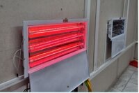 Đèn sấy sơn hồng ngoại 3 bóng 3000w, Máng đèn kèm 3 bóng Halogen sấy sơn