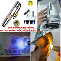 Đèn soi tiền giả, đá quý, giấy tờ, biển số xe, cua gạch, trứng với ánh sáng 3 màu tiện dụng, kèm theo bộ sạc USB 20