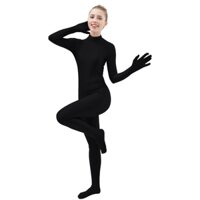 Đen Spandex Zentai Toàn Thân Da Chặt Áo liền quần Unisex Zentai Phù Hợp Với Body Trang Phục Cho Nữ Unitard Lycra Dancewear