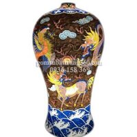 Đèn Sứ Thấu Quang Bát Tràng Họa Tiết Tứ Linh Long Ly Quy Phụng