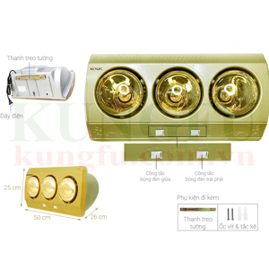 Đèn sưởi 3 bóng Kungfu KF-DS3